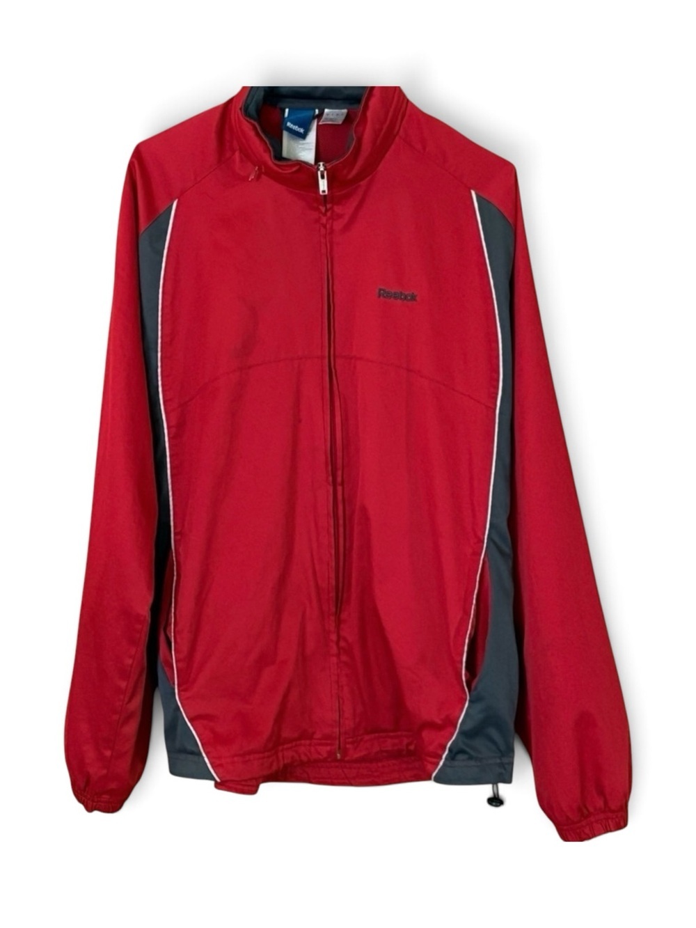 Reebok Red and Gray Y2K Athletic Windbreaker Streetwear Jacket